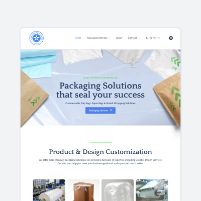 packaging supplier home page landing page design